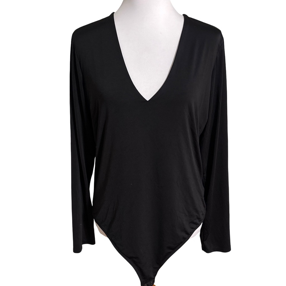 Express Black V Neck Long Sleeve Bodysuit
